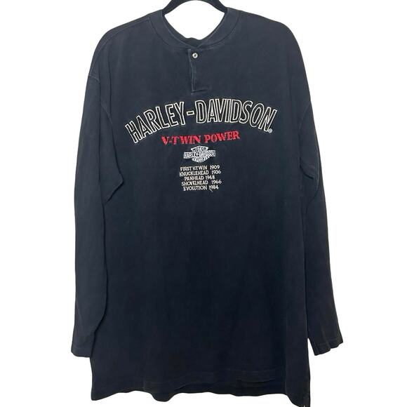 Harley-Davidson Men’s Vintage 1990’s V-Twin Power Long Sleeve Shirt Black XXL - Picture 1 of 8